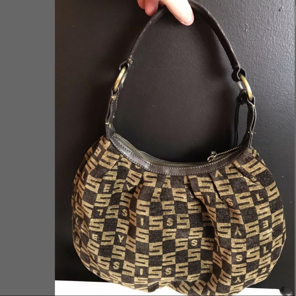 SISLEY Italy Purse Shoulder Hand Bag Brown Tan